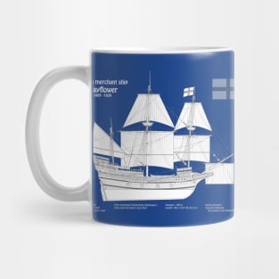 Mayflower plans. America 17th century Pilgrims ship - ABDpng Mug